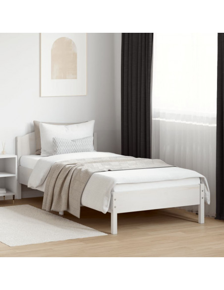 Giroletto con Testiera Bianco 90x200 cm Legno Massello di Pino