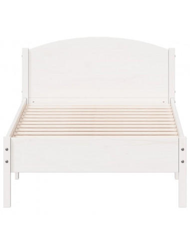 Giroletto con Testiera Bianco 90x200 cm Legno Massello di Pino