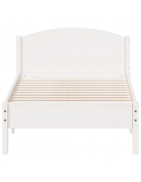 Giroletto con Testiera Bianco 90x200 cm Legno Massello di Pino