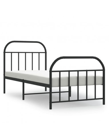 Giroletto con Testiera e Pediera Metallo Nero 80x200 cm