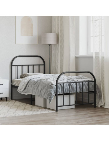 Giroletto con Testiera e Pediera Metallo Nero 80x200 cm