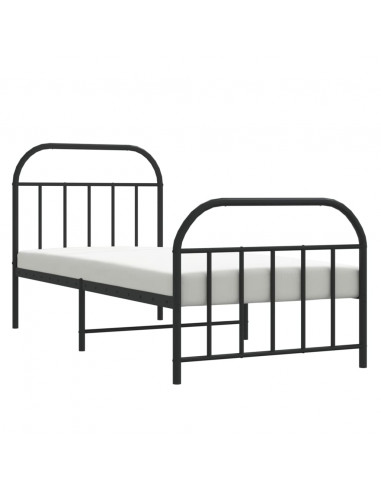 Giroletto con Testiera e Pediera Metallo Nero 80x200 cm