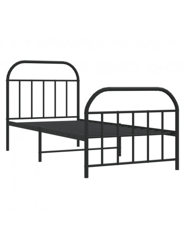 Giroletto con Testiera e Pediera Metallo Nero 80x200 cm