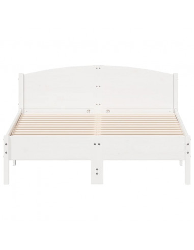 Giroletto con Testiera Bianco 135x190 cm Legno Massello di Pino