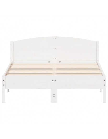 Giroletto con Testiera Bianco 135x190 cm Legno Massello di Pino