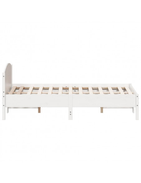 Giroletto con Testiera Bianco 135x190 cm Legno Massello di Pino