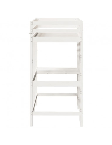 Letto Soppalco con Scrivania Bianco 75x190 cm Massello Pino