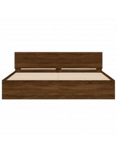 Giroletto con Testiera e LED Rovere Marrone 200x200 cm 2