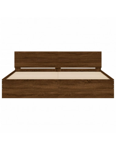 Giroletto con Testiera e LED Rovere Marrone 200x200 cm