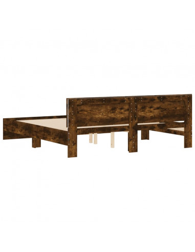 Giroletto con Testiera e LED Rovere Fumo 200x200 cm