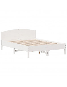 Giroletto con Testiera Bianco 120x200 cm Legno Massello di Pino 2