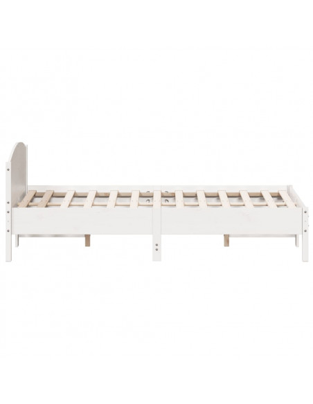 Giroletto con Testiera Bianco 120x200 cm Legno Massello di Pino