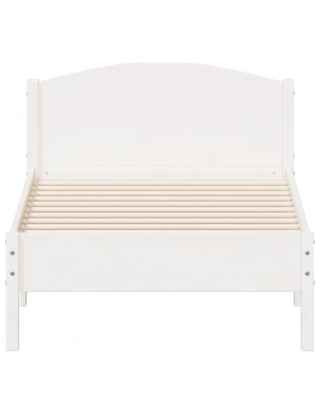 Giroletto con Testiera Bianco 90x190 cm Legno Massello di Pino