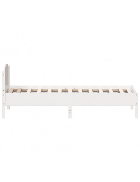 Giroletto con Testiera Bianco 90x190 cm Legno Massello di Pino
