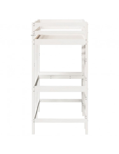 Letto Soppalco con Scrivania Bianco 80x200 cm Massello Pino