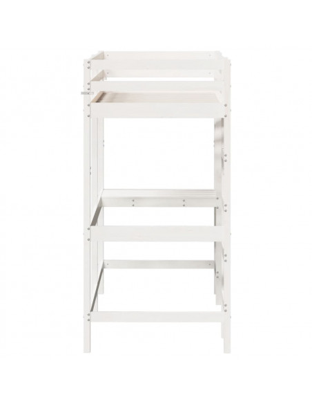 Letto Soppalco con Scrivania Bianco 80x200 cm Massello Pino