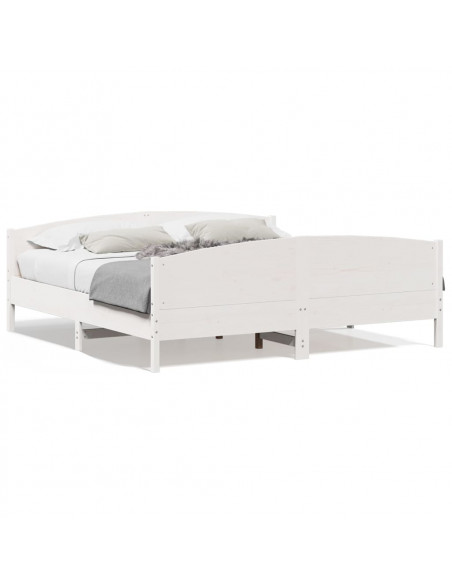 Giroletto con Testiera Bianco 200x200 cm Legno Massello di Pino