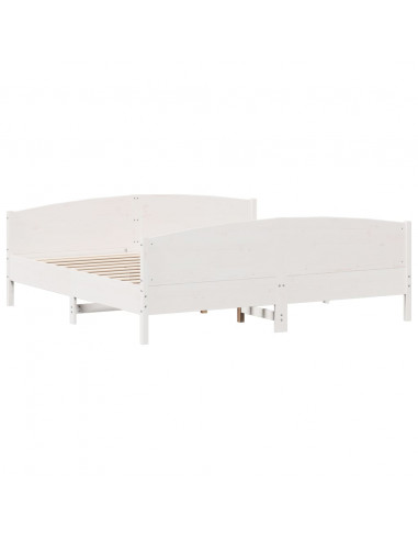 Giroletto con Testiera Bianco 200x200 cm Legno Massello di Pino