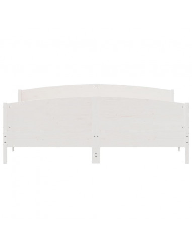 Giroletto con Testiera Bianco 200x200 cm Legno Massello di Pino