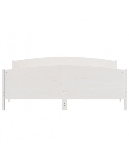 Giroletto con Testiera Bianco 200x200 cm Legno Massello di Pino
