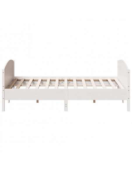 Giroletto con Testiera Bianco 200x200 cm Legno Massello di Pino