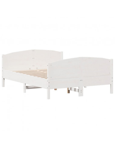 Giroletto con Testiera Bianco 140x200 cm Legno Massello di Pino