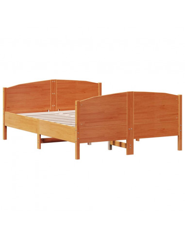 Giroletto con Testiera Marrone Cera 140x200 cm Massello Pino