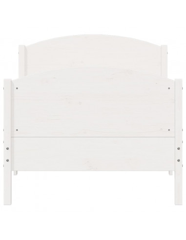 Giroletto con Testiera Bianco 90x200 cm Legno Massello di Pino