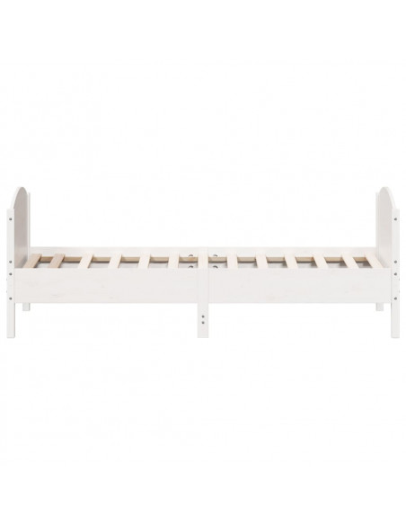Giroletto con Testiera Bianco 90x200 cm Legno Massello di Pino