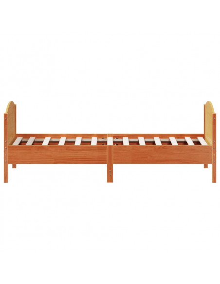 Giroletto con Testiera Marrone Cera 90x190 cm Massello Pino