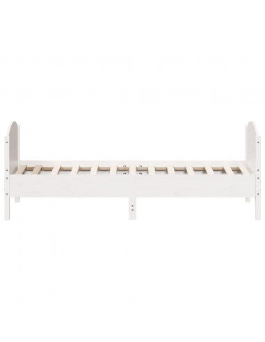 Giroletto con Testiera Bianco 100x200 cm Legno Massello di Pino