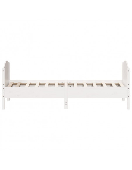 Giroletto con Testiera Bianco 100x200 cm Legno Massello di Pino