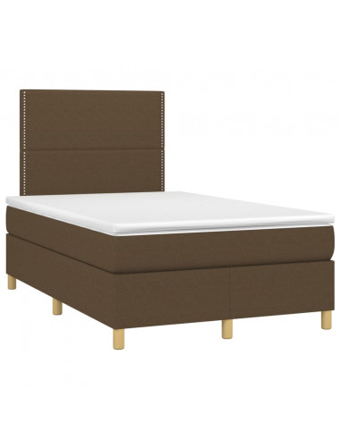 Letto a Molle Materasso e LED Marrone Scuro 120x200 cm Tessuto