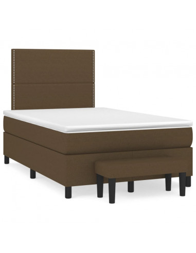 Giroletto a Molle con Materasso Marrone Scuro 120x200cm Tessuto