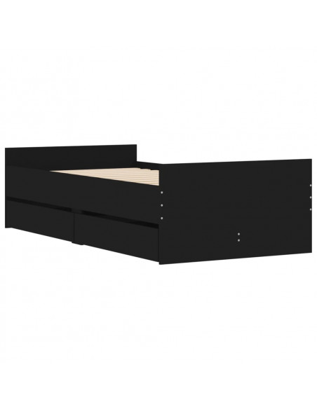 Giroletto Nero con Cassetti 75x190 cm Small Single