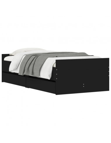 Giroletto Nero con Cassetti 75x190 cm Small Single