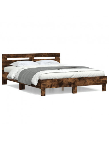 Giroletto con Testiera Rovere Fumo 150x200 cm Legno Multistrato