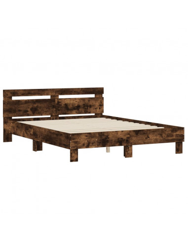 Giroletto con Testiera Rovere Fumo 150x200 cm Legno Multistrato