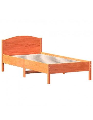 Giroletto con Testiera Marrone Cera 75x190 cm Massello Pino