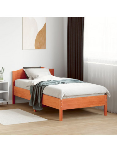 Giroletto con Testiera Marrone Cera 75x190 cm Massello Pino