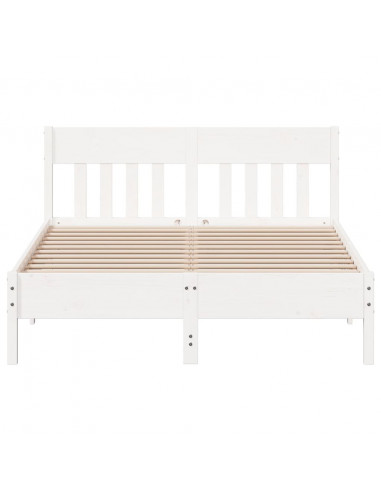 Giroletto con Testiera Bianco 150x200 cm Legno Massello di Pino