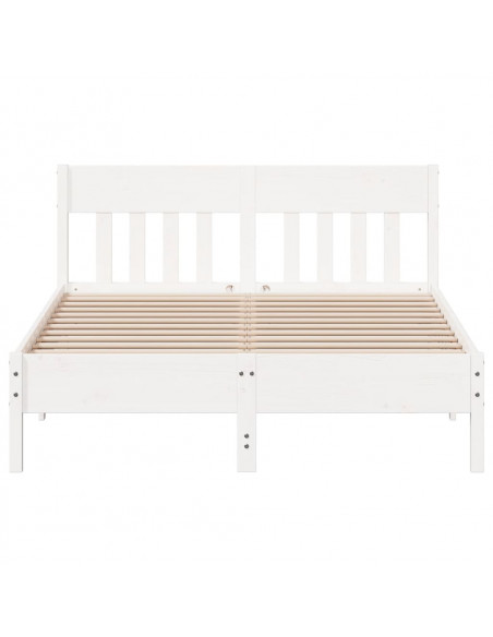 Giroletto con Testiera Bianco 150x200 cm Legno Massello di Pino