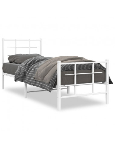 Giroletto con Testiera e Pediera Metallo Bianco 75x190 cm