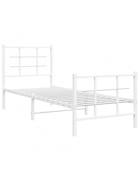 Giroletto con Testiera e Pediera Metallo Bianco 75x190 cm