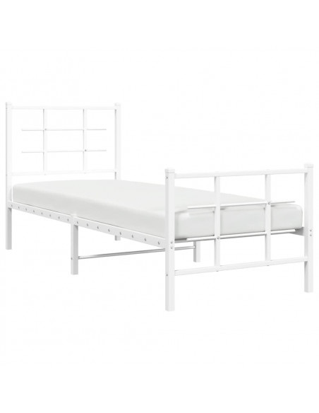 Giroletto con Testiera e Pediera Metallo Bianco 75x190 cm