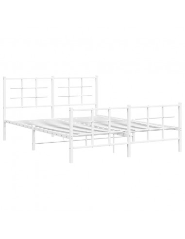 Giroletto con Testiera e Pediera Metallo Bianco 150x200 cm