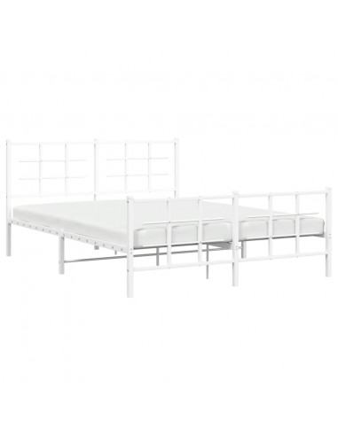 Giroletto con Testiera e Pediera Metallo Bianco 150x200 cm