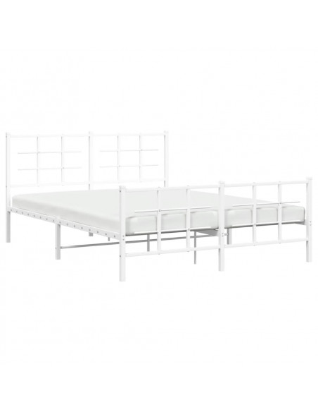 Giroletto con Testiera e Pediera Metallo Bianco 150x200 cm