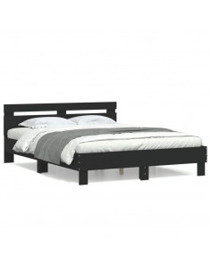 Giroletto con Testiera Nero 140x200 cm in Legno Multistrato 2