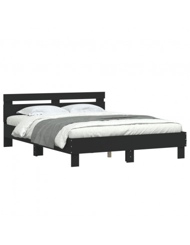 Giroletto con Testiera Nero 140x200 cm in Legno Multistrato